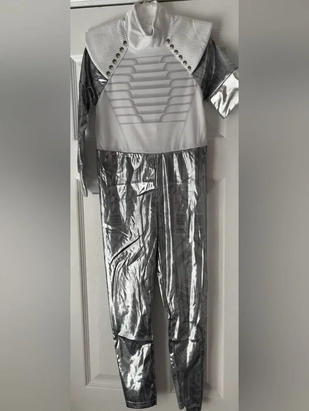 Zombie 3 Addison Alien Costume Metallic Silver Jumpsuit Romper Halloween Sz 8/10
